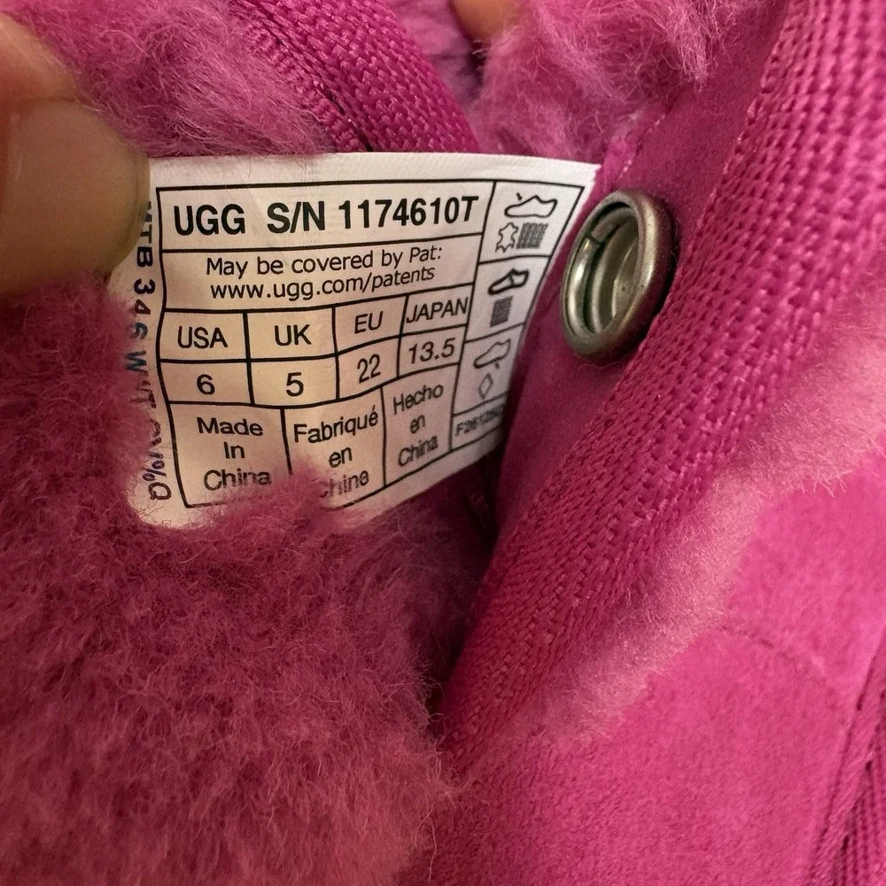 New UGG Classic Jona Luxury Boot Dark Peony Pink Toddler Sz 6 Baby Girl